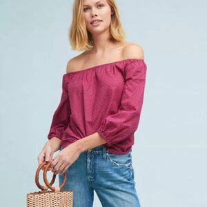 ✨MAEVE Anthropologie Maiden Off The Shoulder Berry Color Sz XS Top✨